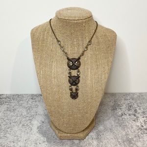 Stacked Owl Head Necklace